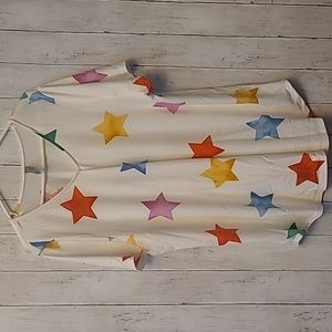 Honeyme Curvy Size XXXL Tunic, Cream colored t-shirt. Stretchy.